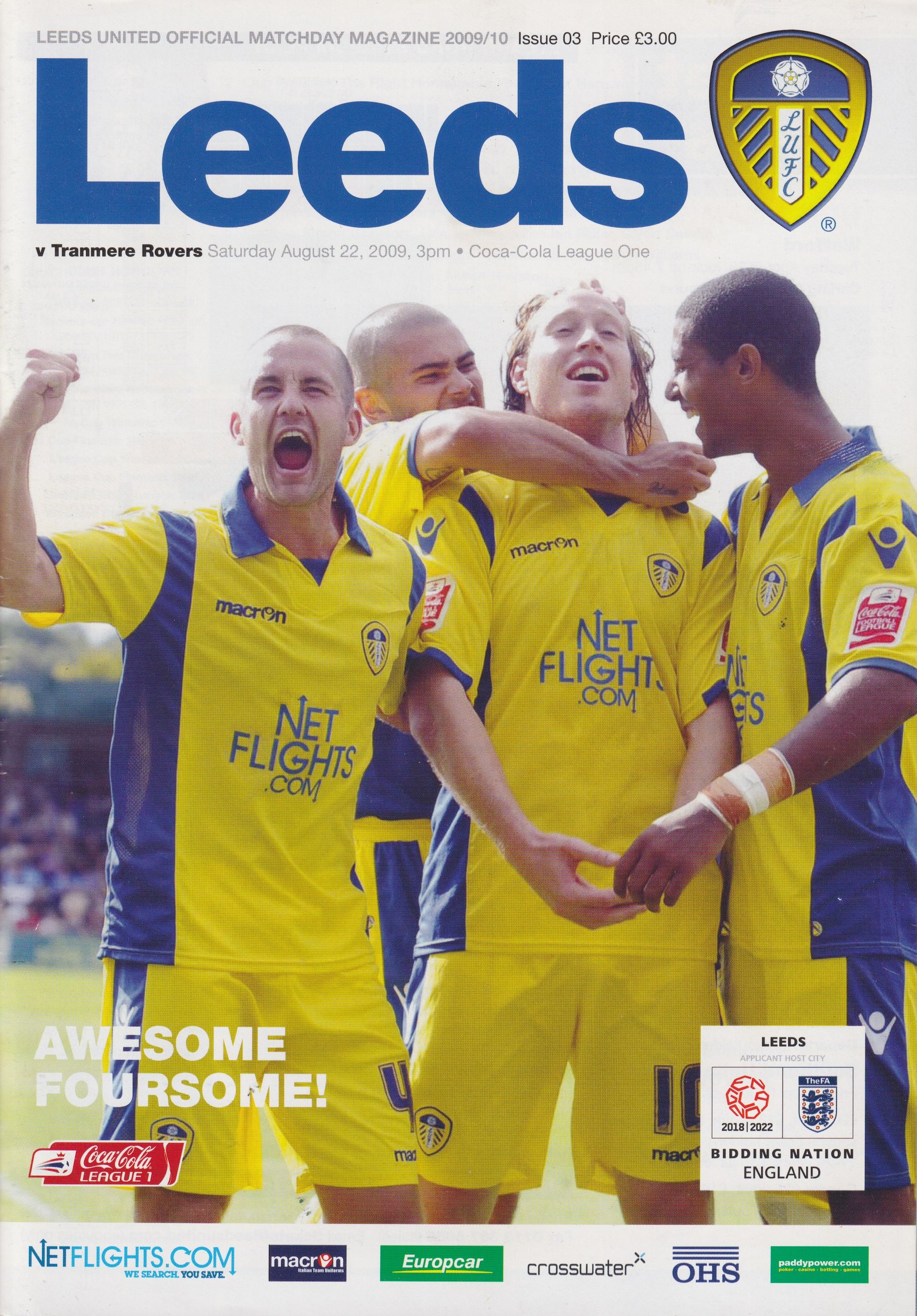 Leeds United v Tranmere Rovers match programme